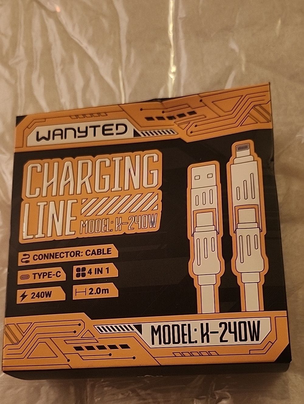 Wanyted Charging Line H-240W Cable - Orange & Black